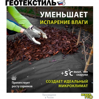 Геотекстиль 200 микрон 1.6х15м / 24 м2 / 100 г/м2