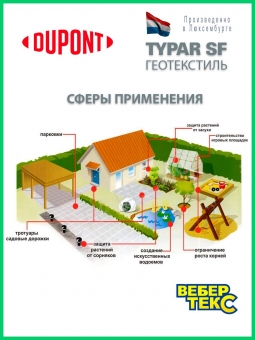 Геотекстиль Typar SF 32 (110 гр/м2), шир. 1.73х25 м.п для дорог, дренажных систем, разделении слоев, тайпар